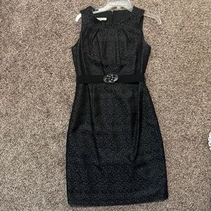 Evan Picone Black Silver Textured Dress